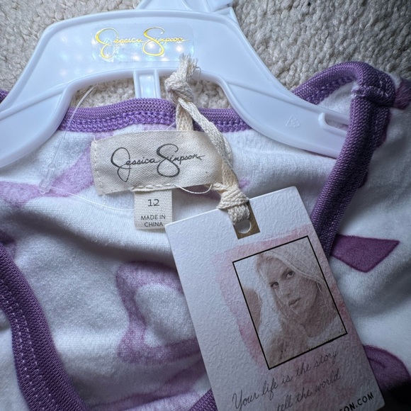 Jessica Simpson Velour Soft Purple and White Pajama Set - Picture 2 of 2
